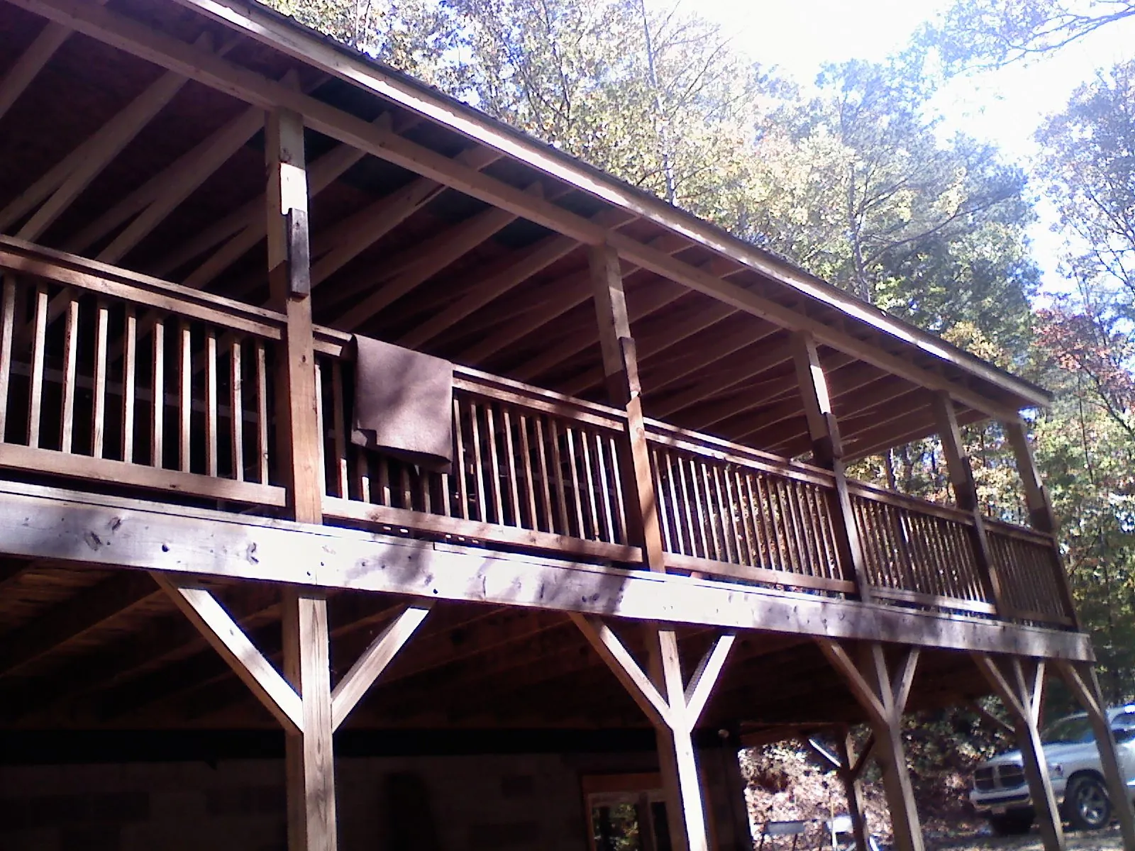 Timber framing under a new elevated porch and deck — Roof Leak Repair in Tilton by Roofing Brothers